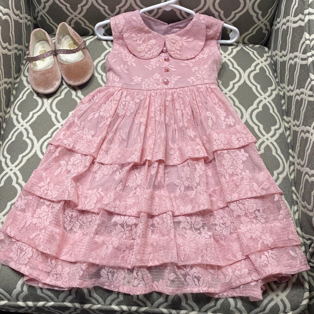 Set of gorgeous dress and shoes for a baby girl